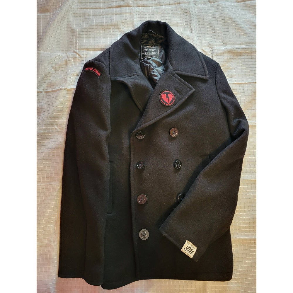 Alpha Industries John Mayer Battle Studies Edition Pea Coat Black Wool XL